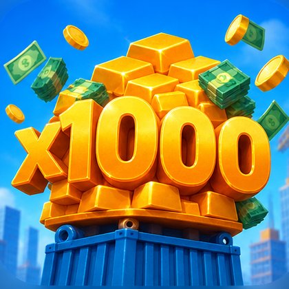 Gouden multiplier x1000 boven op de toren van Tower Dash